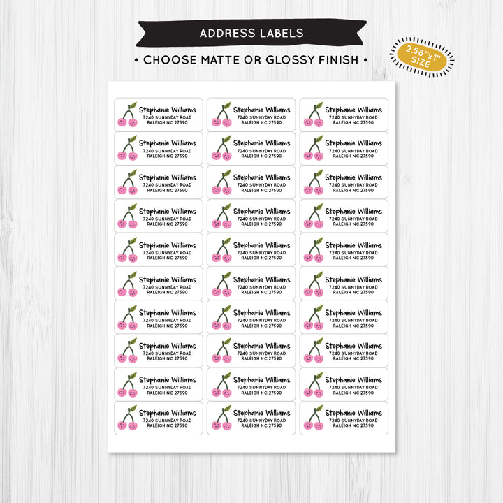 Happy Cherries Address Label - A Touch of Whimsy Designs