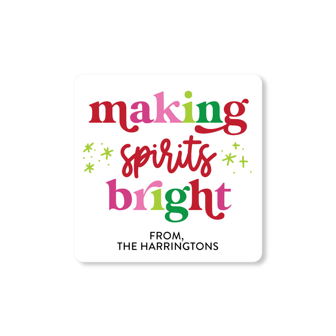 Making Spirits Bright Gift Tag Sticker - A Touch of Whimsy Designs