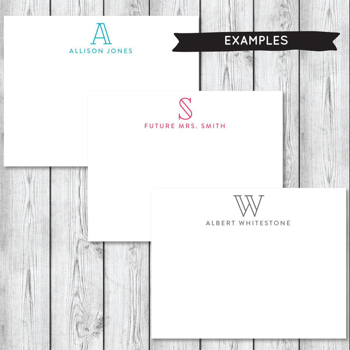 Monogram Initial Flat Note - A Touch of Whimsy Designs