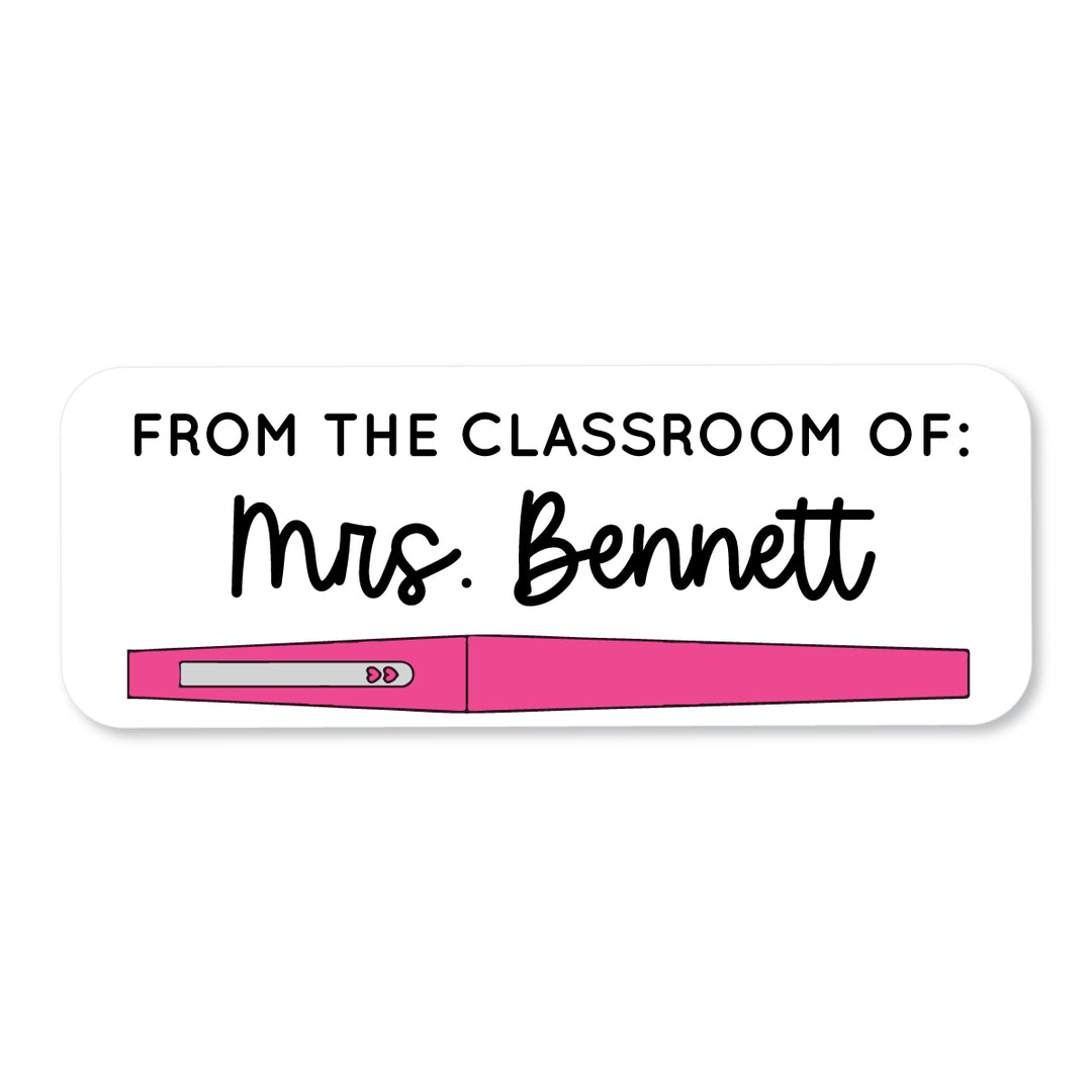 Flair Pen Pink Teacher School Label - A Touch of Whimsy Designs