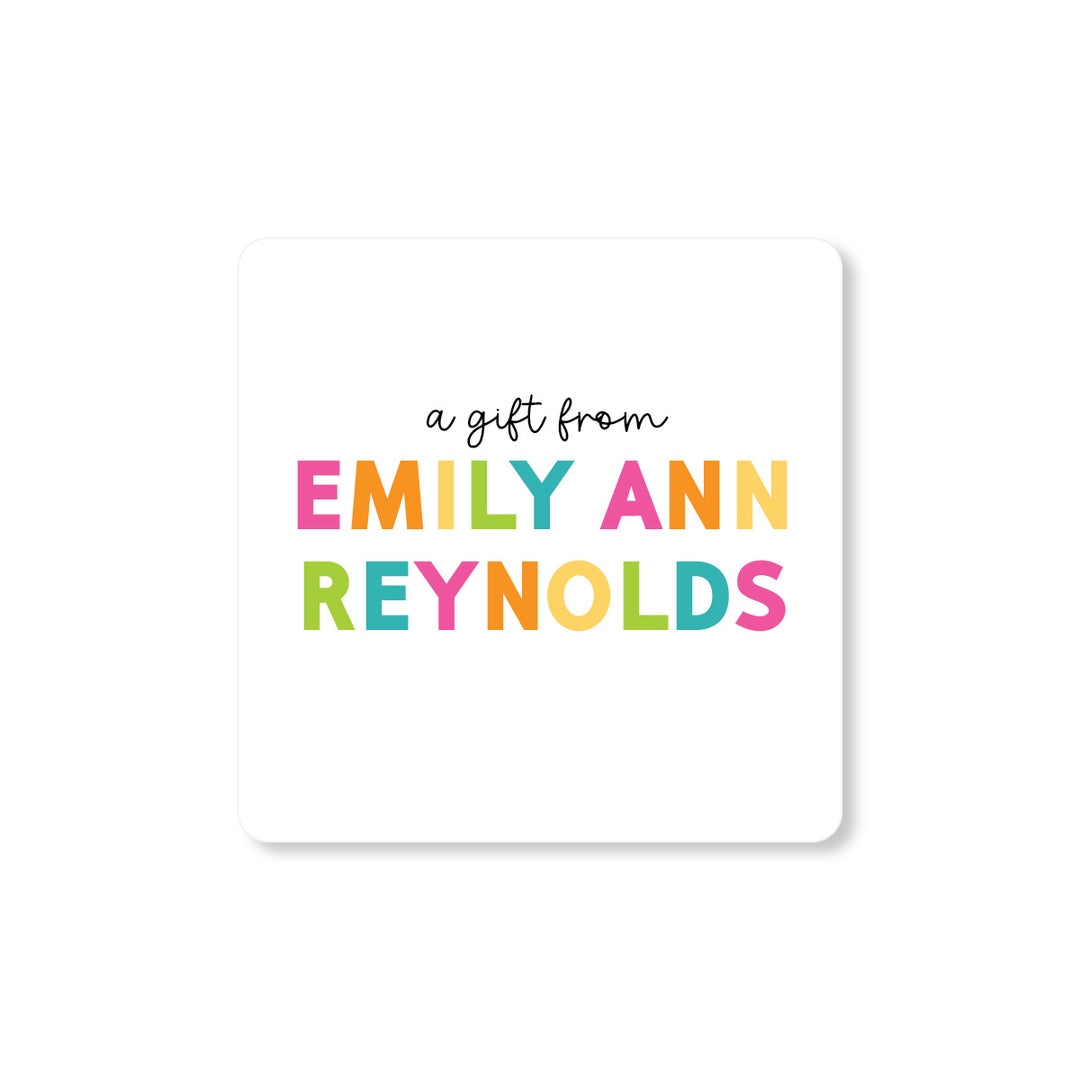 Cheerful Name Gift Tag Sticker - A Touch of Whimsy Designs