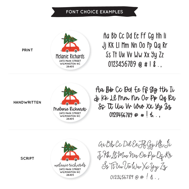 Christmas Tree Car Round Label - A Touch of Whimsy Designs