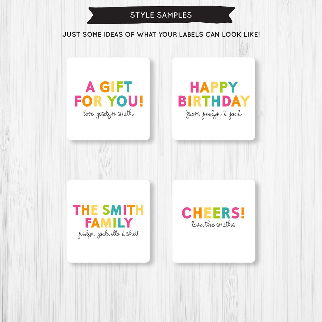 Colorful Occasions Gift Tag Sticker - A Touch of Whimsy Designs