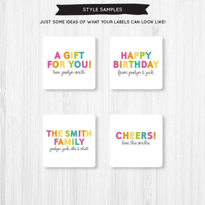 Colorful Occasions Gift Tag Sticker - A Touch of Whimsy Designs