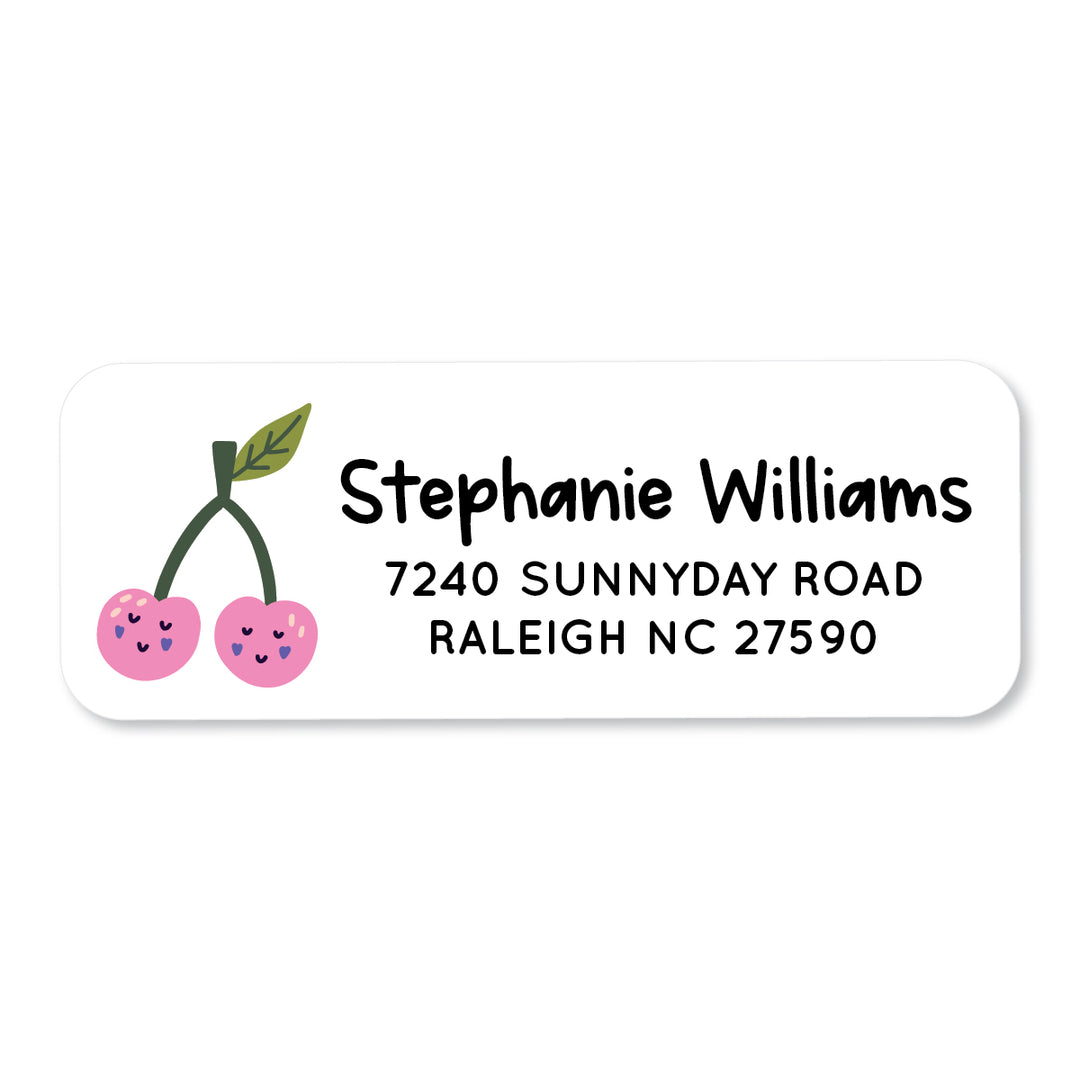 Happy Cherries Address Label - A Touch of Whimsy Designs