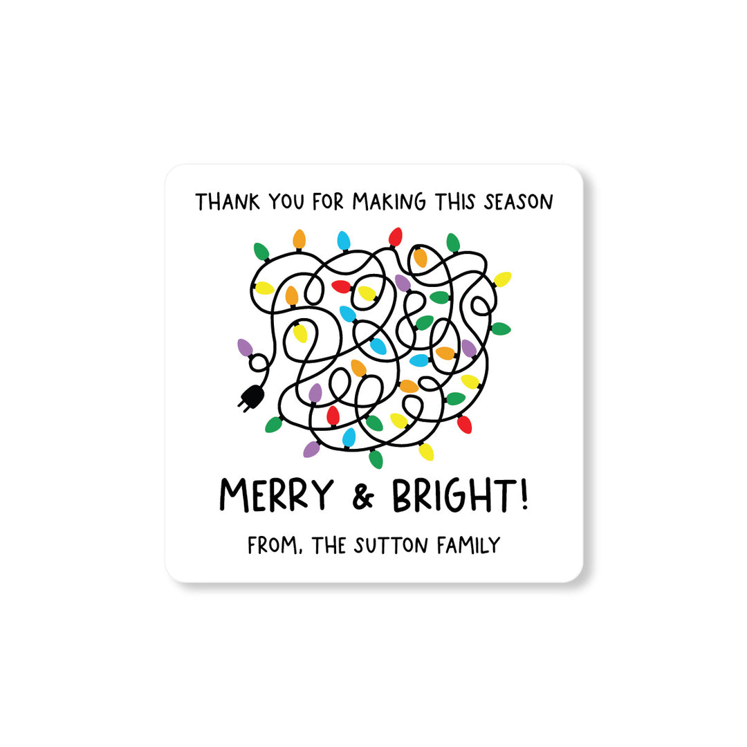 Holiday Lights Gift Tag Sticker - A Touch of Whimsy Designs