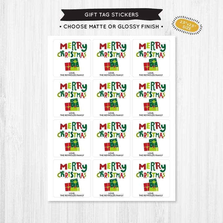 Holiday Presents Gift Tag Sticker - A Touch of Whimsy Designs