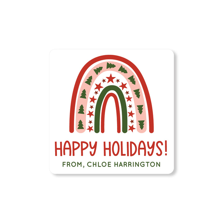 Holiday Rainbow Gift Tag Sticker - A Touch of Whimsy Designs