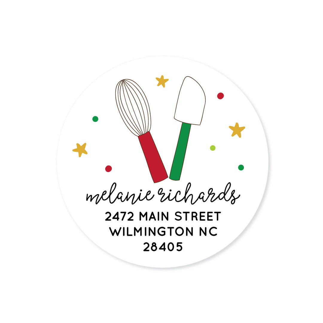 Holiday Utensils Round Label - A Touch of Whimsy Designs
