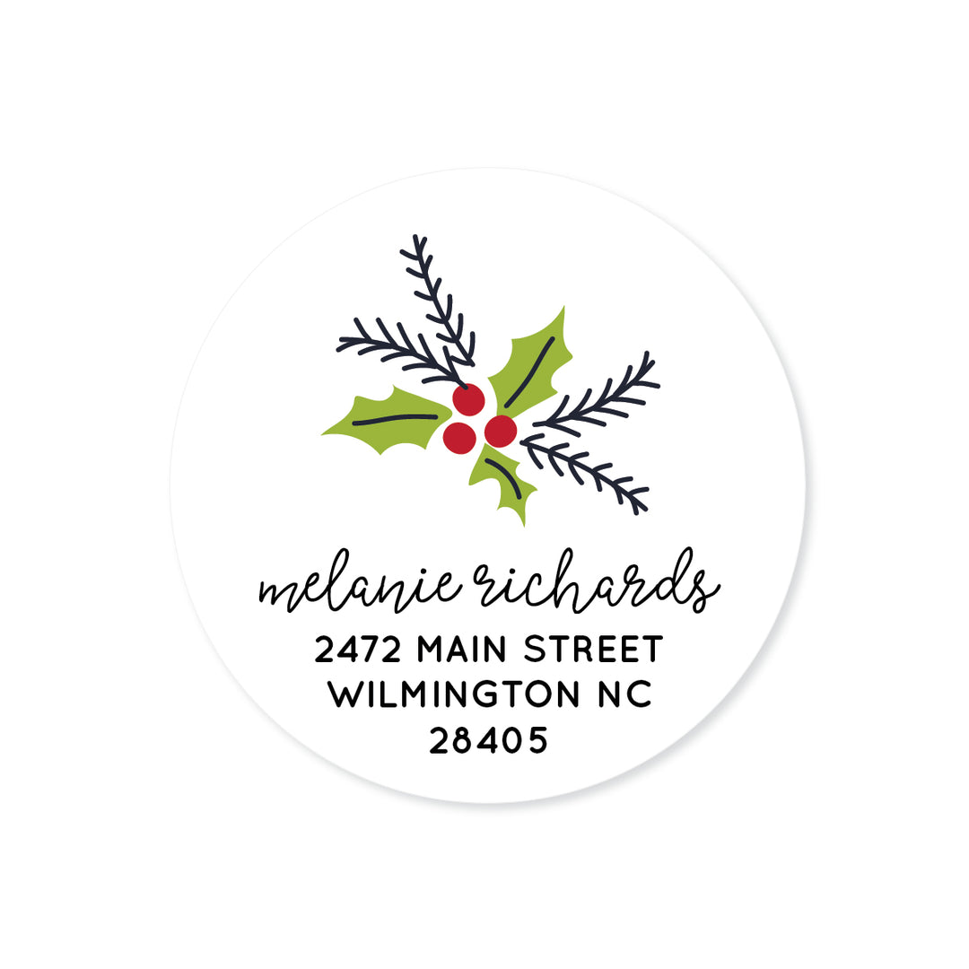 Holly Round Label - A Touch of Whimsy Designs
