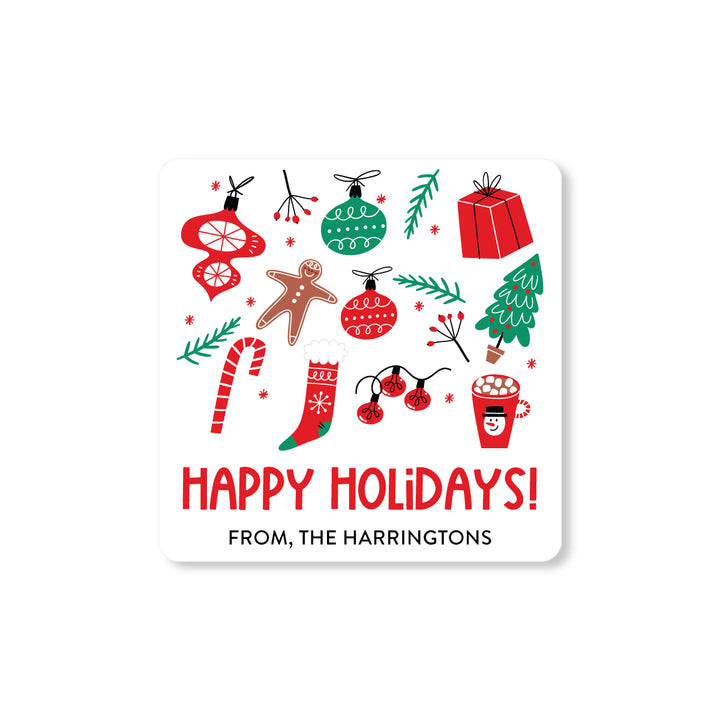 Holly Jolly Christmas Gift Tag Sticker - A Touch of Whimsy Designs