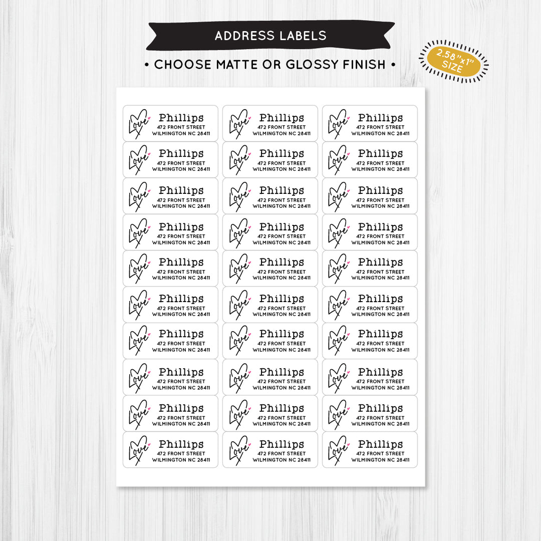 Love Heart Address Label - A Touch of Whimsy Designs