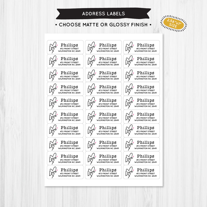 Love Heart Address Label - A Touch of Whimsy Designs