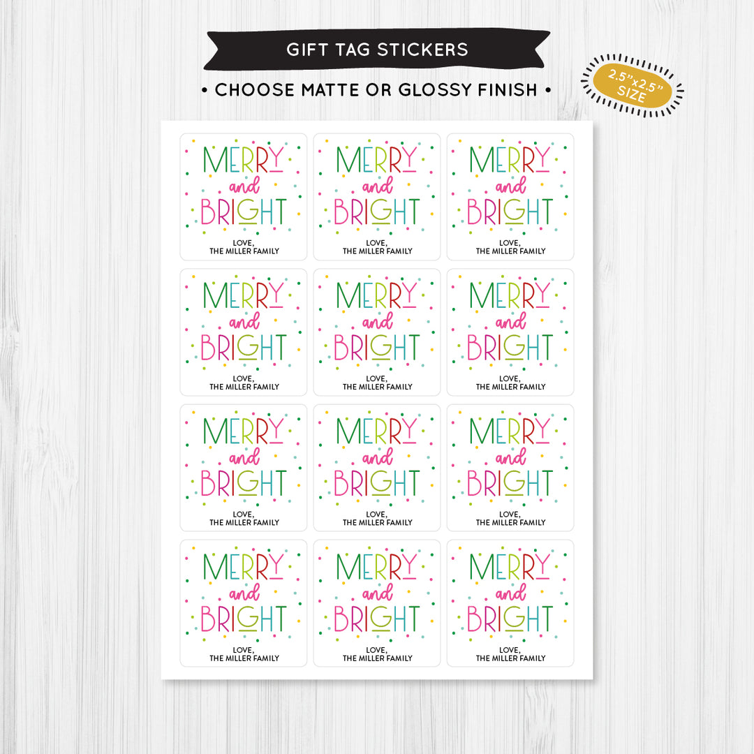 Merry & Bright Gift Tag Sticker