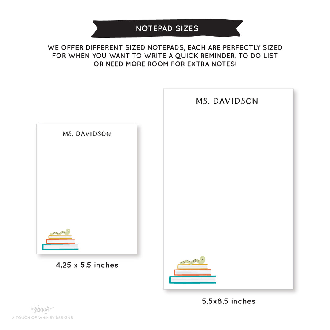 Bookworm Notepad - A Touch of Whimsy Designs