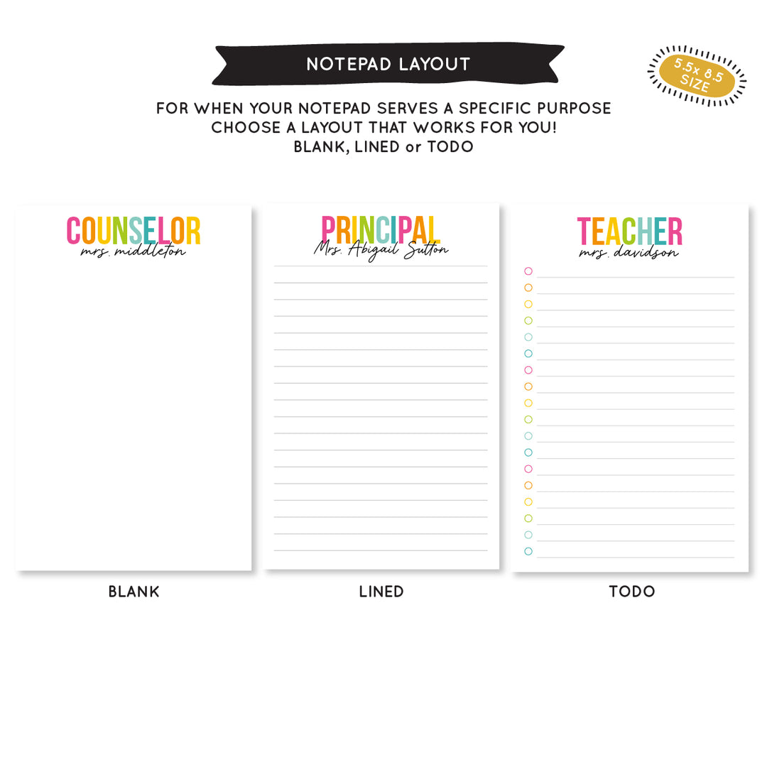 Colorful Academic Notepad – A Touch of Whimsy Designs