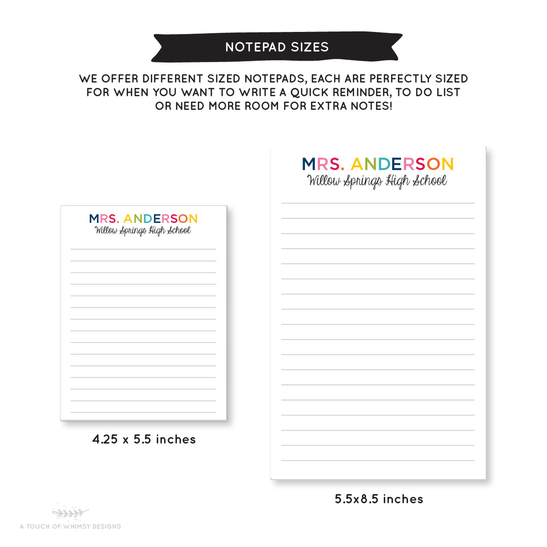 Colorful Family Notepad - A Touch of Whimsy Designs