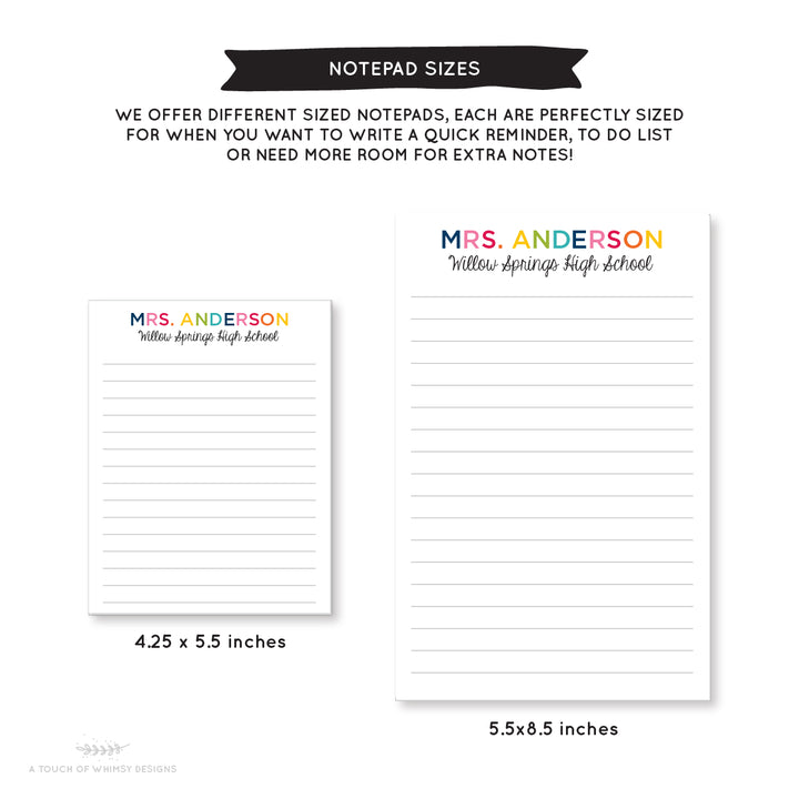 Colorful Family Notepad - A Touch of Whimsy Designs