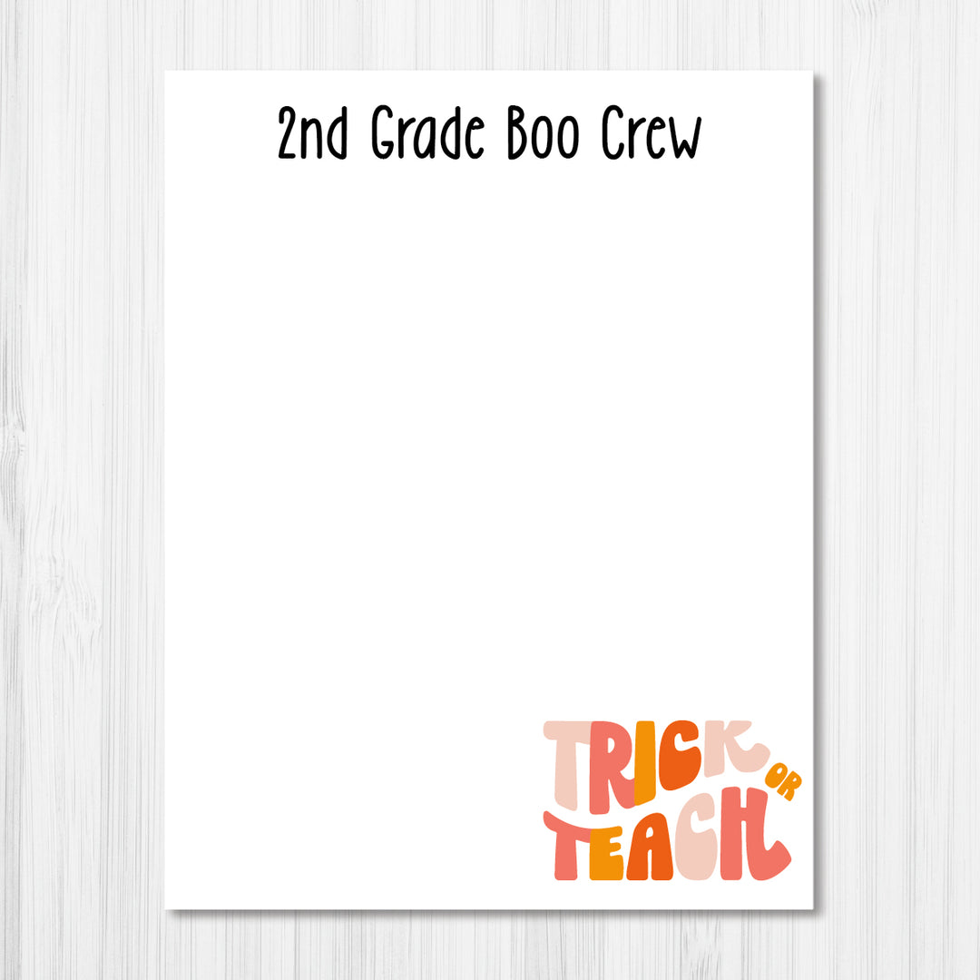 Groovy Trick or Teach Notepad - A Touch of Whimsy Designs