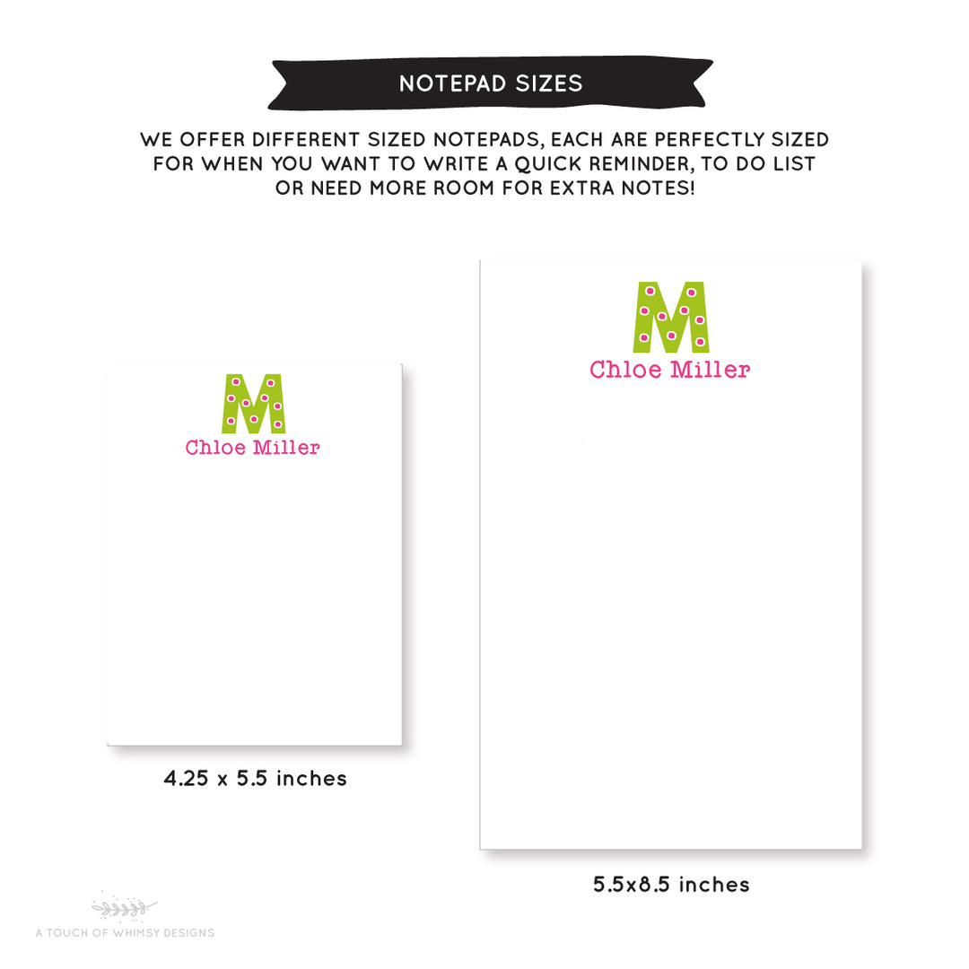 Polka Dot Initial Notepad