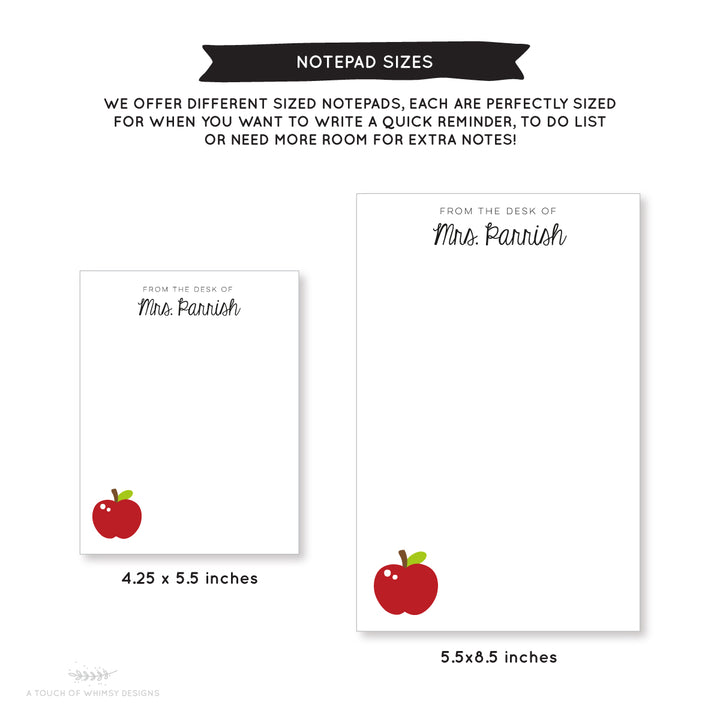 Red Apple Notepad - A Touch of Whimsy Designs