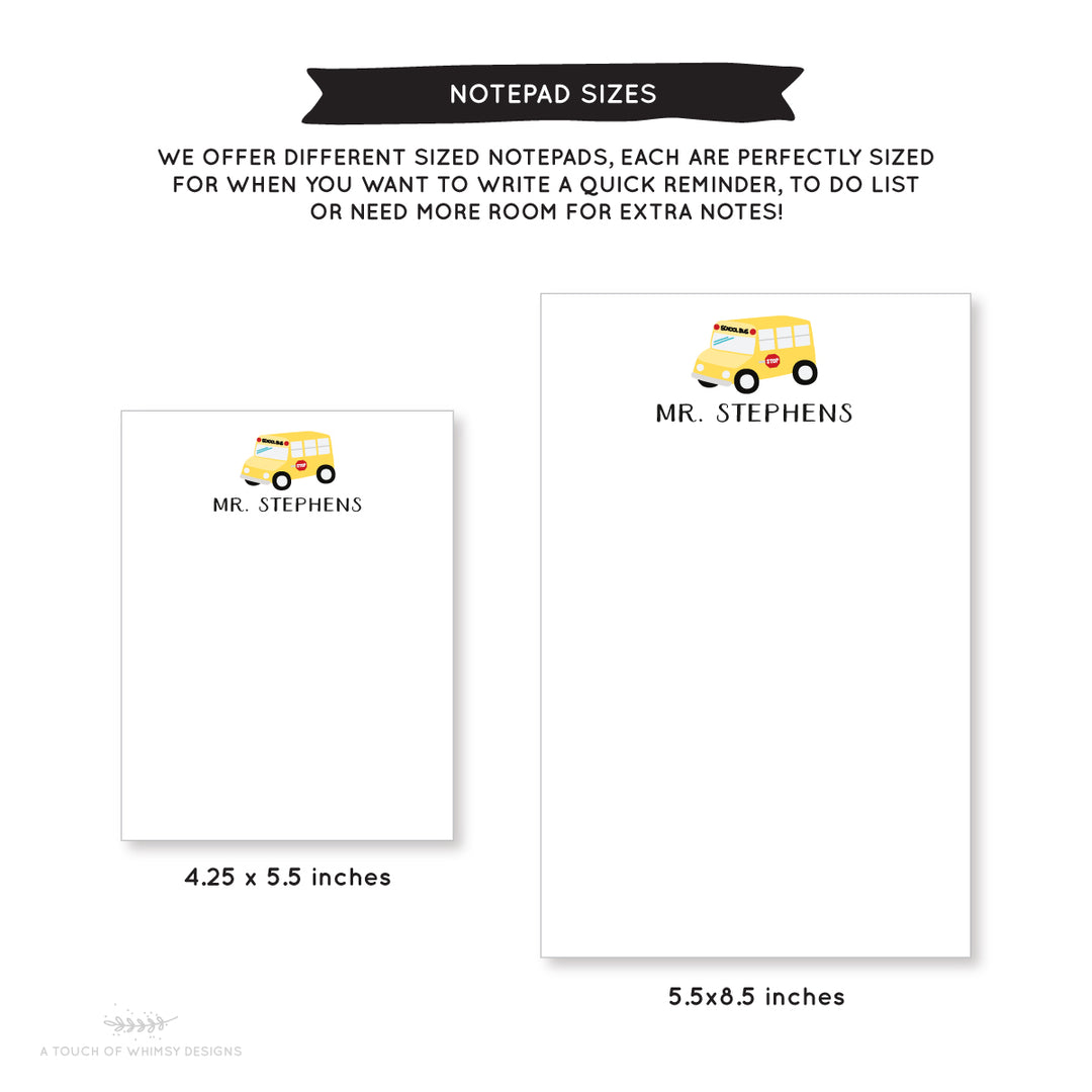 School Bus Notepad - A Touch of Whimsy Designs