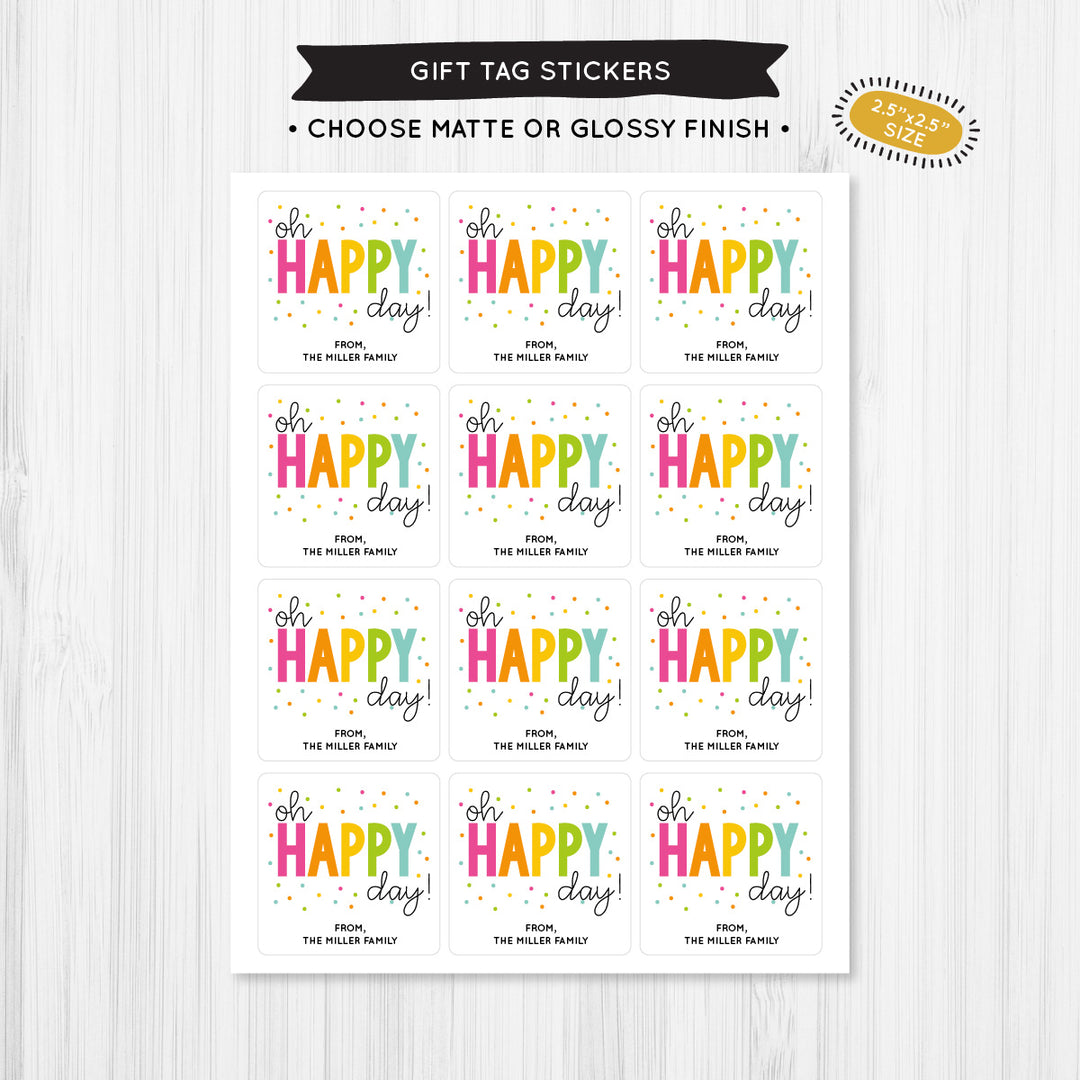 Oh Happy Day Gift Tag Sticker