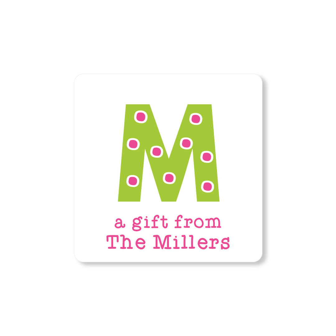 Polka Dot Initial Gift Tag Sticker