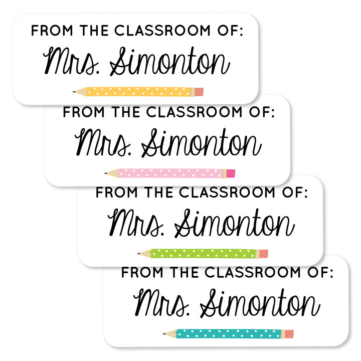 Teacher Pencil School Label