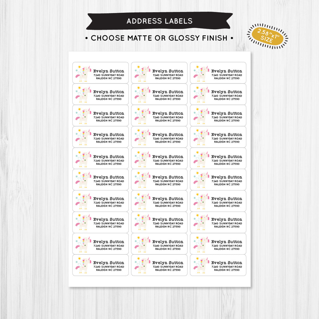 Unicorn Address Label - A Touch of Whimsy Designs