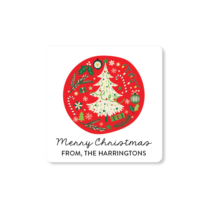 Whimsical Holiday Gift Tag Sticker