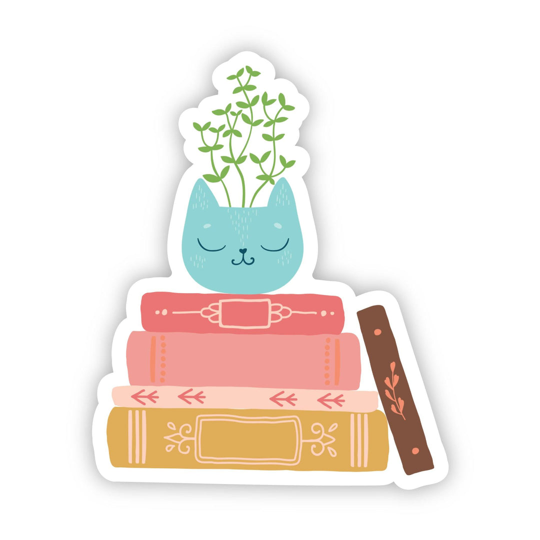 Cat Books Sticker - A Touch of Whimsy Designs