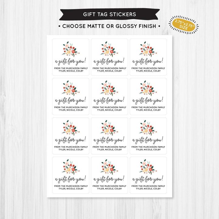 Floral Bunches Gift Tag Sticker - A Touch of Whimsy Designs