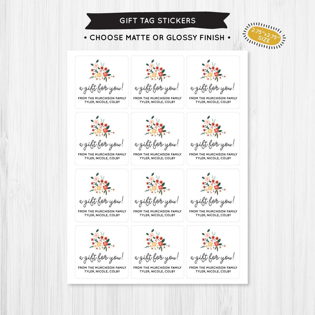 Floral Bunches Gift Tag Sticker - A Touch of Whimsy Designs