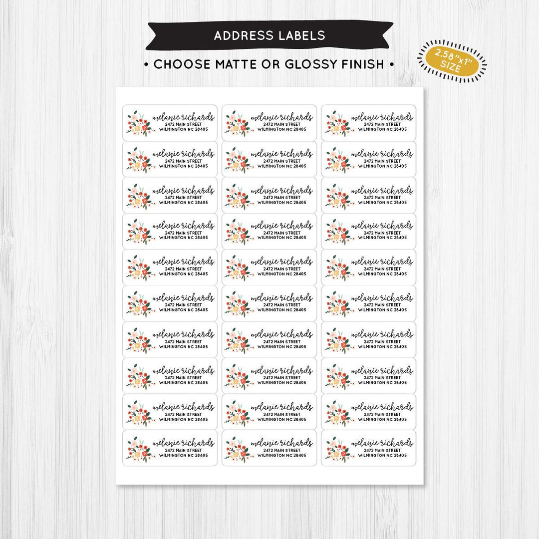 Floral Bunch Address Label - A Touch of Whimsy Designs