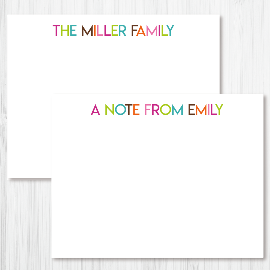 Colorful Name Flat Notes - A Touch of Whimsy Designs
