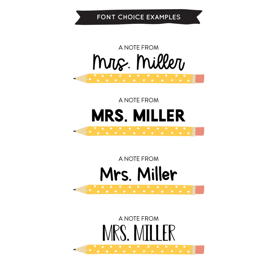 Teacher Pencil Flat Note - A Touch of Whimsy Designs