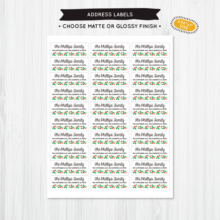 Holly Line Address Label - A Touch of Whimsy Designs