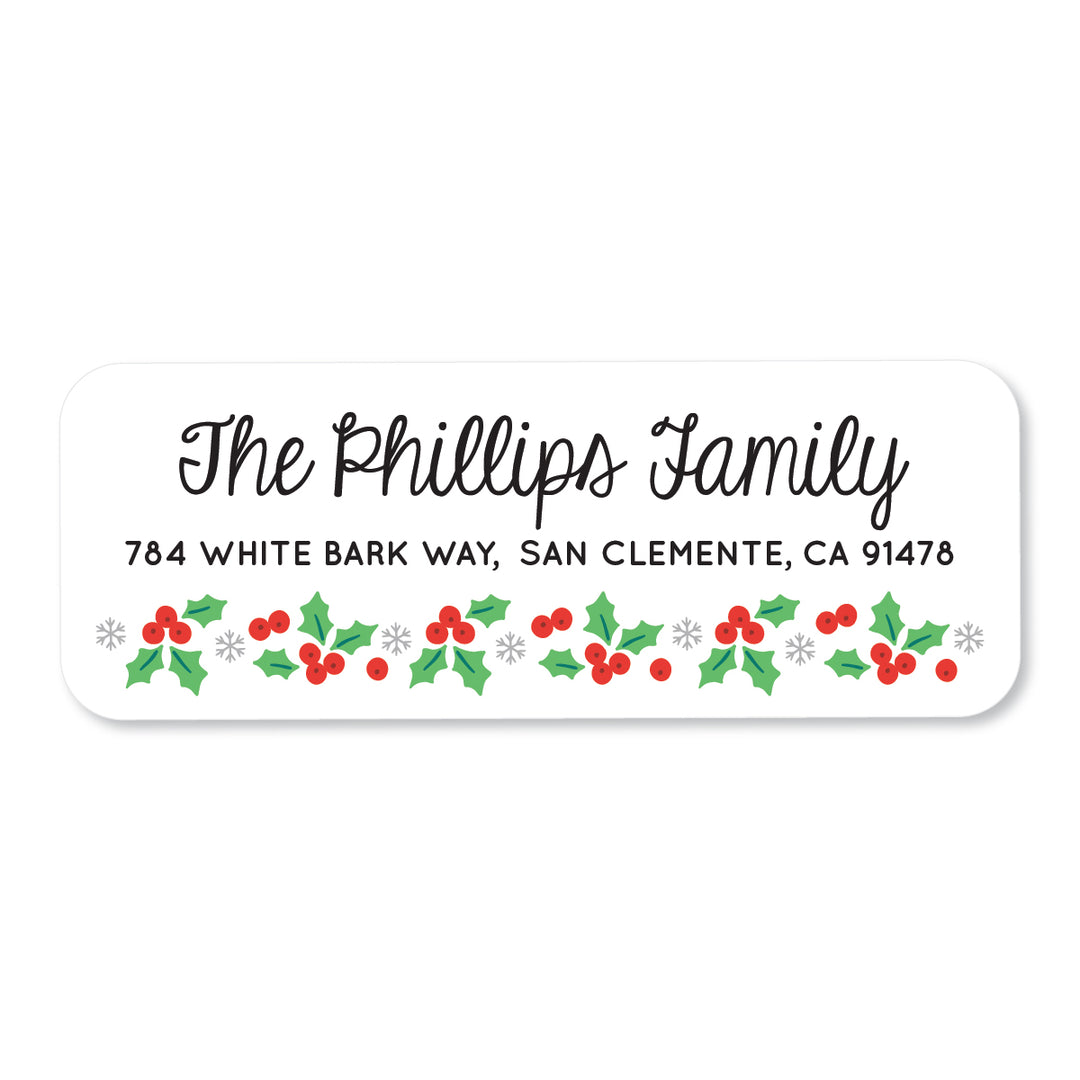 Holly Line Address Label - A Touch of Whimsy Designs