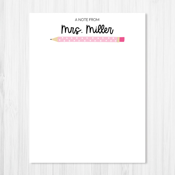 Teacher Pencil Notepad - A Touch of Whimsy Designs