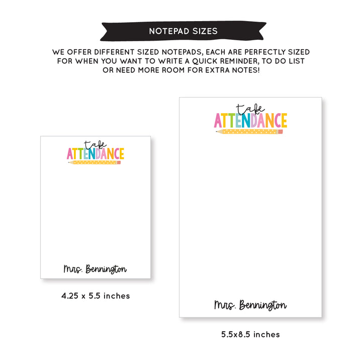 Take Attendance Notepad - A Touch of Whimsy Designs
