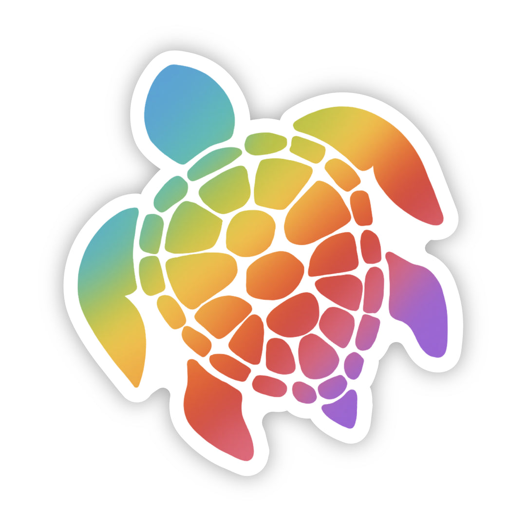 Rainbow Turtle Sticker - A Touch of Whimsy Designs