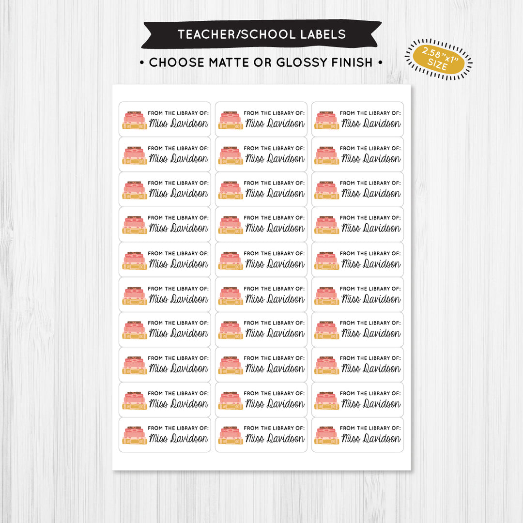 Books Teacher School Label - A Touch of Whimsy Designs