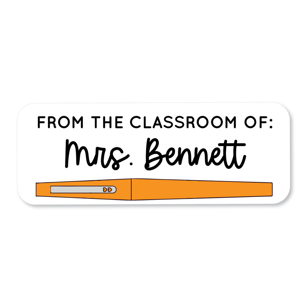 Flair Pen Orange Teacher School Label - A Touch of Whimsy Designs