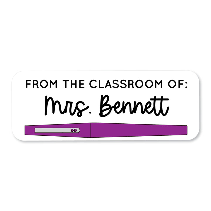 Flair Pen Purple Teacher School Label - A Touch of Whimsy Designs