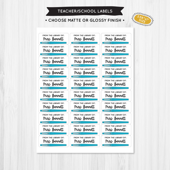 Flair Pen Blue Teacher School Label - A Touch of Whimsy Designs