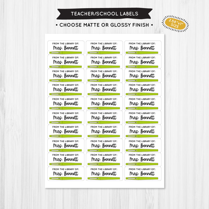 Flair Pen Green Teacher School Label - A Touch of Whimsy Designs