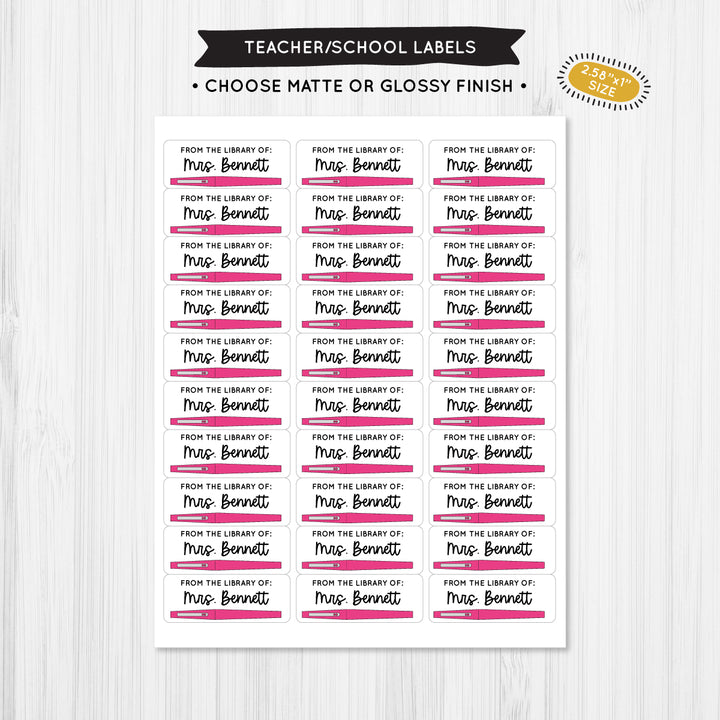 Flair Pen Pink Teacher School Label