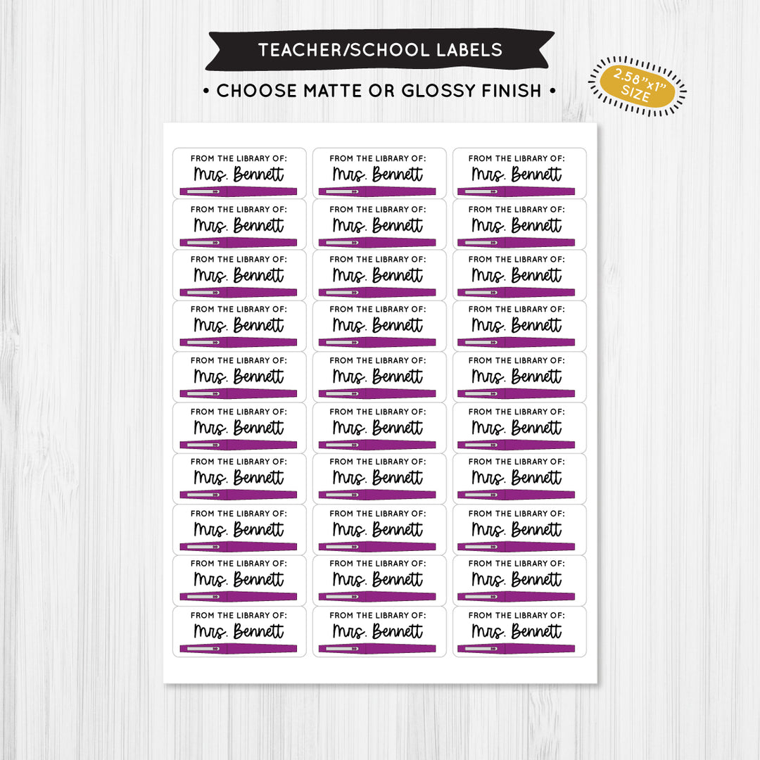 Flair Pen Purple Teacher School Label - A Touch of Whimsy Designs