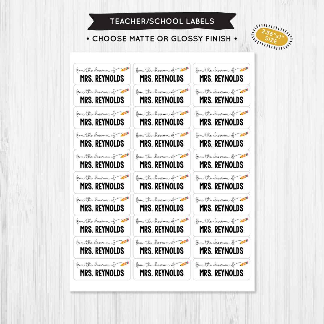Pencil Note Teacher School Label - A Touch of Whimsy Designs